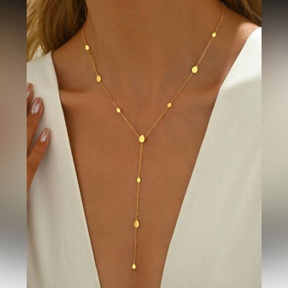 Elegant Gold y shape Necklace N1009 - Picture 1 of 5